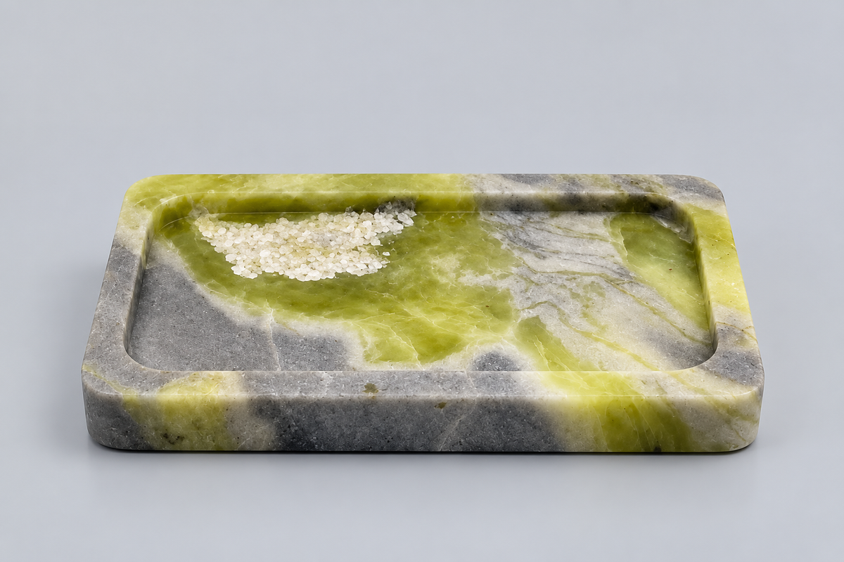 ABURA Groene Onyx Marble Tray – Luxe Natuurstenen Onderzetter