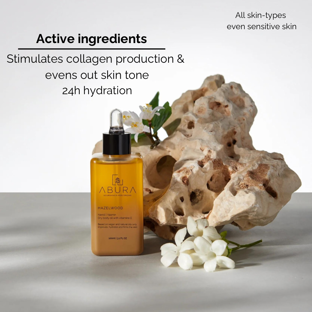 Hazelwood • Hydrateert • Verstevigd • Verzachtend •  Dry Body Oil  • Vitamine E | Neroli | Jasmine | Oudh |15 +Organic ingredienten | Afrikaanse & Mediterrane rituelen in 1 fles