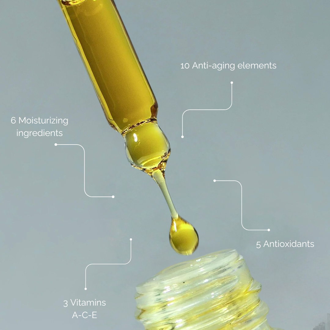 Anti-aging ansiktsolja • Havsparris • Squalan • Jojoba 10 + intensivt närande ingredienser | Cosmos Organic ✔ | Alla hudtyper &